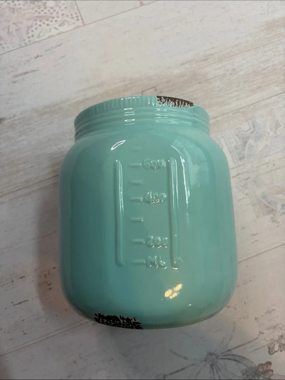 Kitchen Essentials Teal Mason Jar Ceramic Utensil Holder Vase